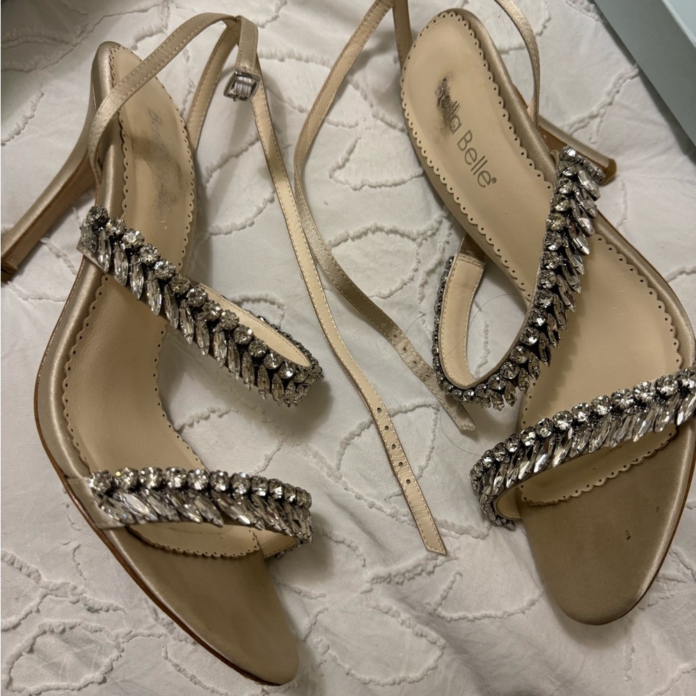 Bella Belle Women's Champagne and Silver Embellished heels